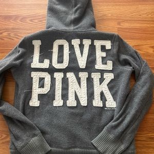 Victoria secret pink vintage Sherpa lined hoodie full zip up jacket coat medium